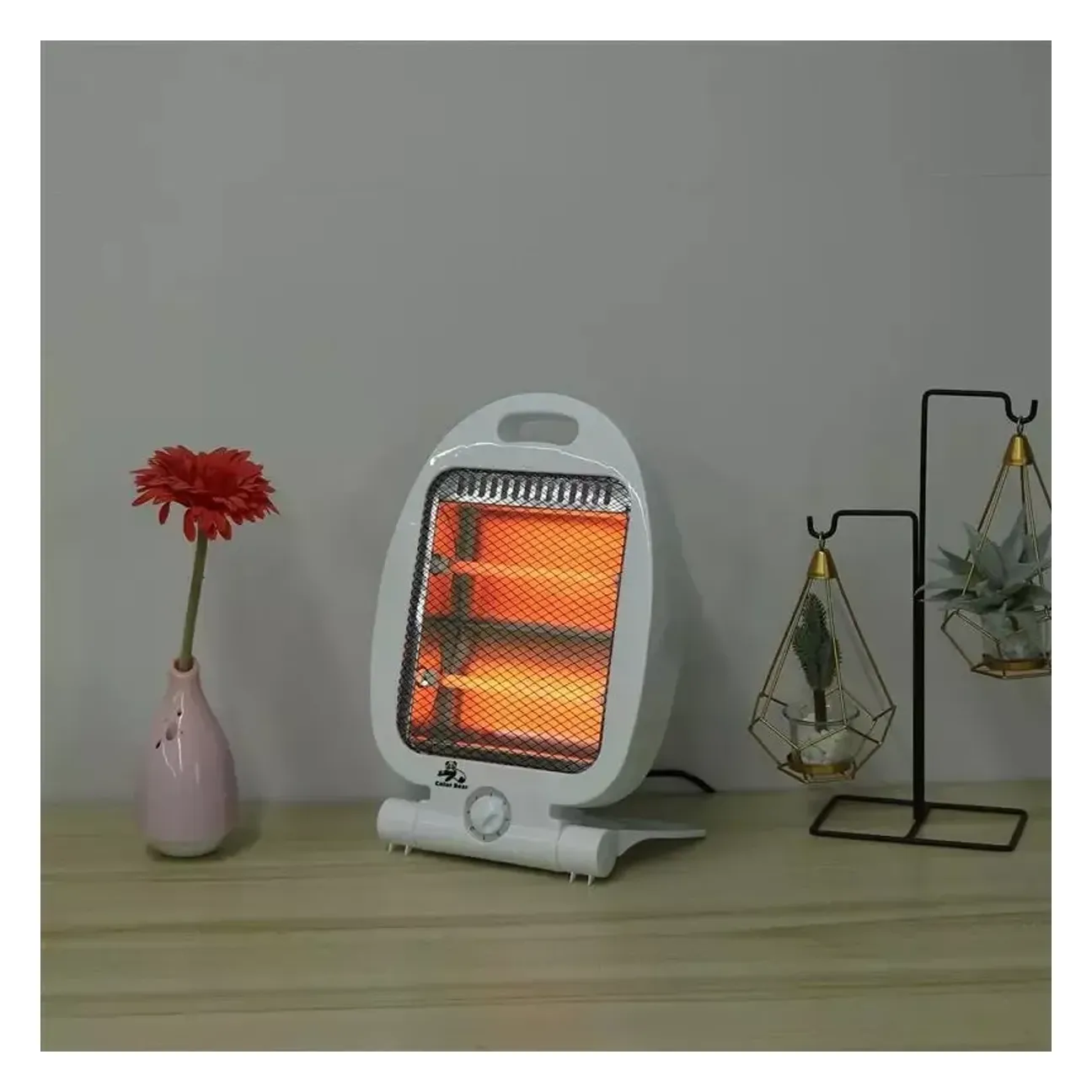 Foldable electric room heater with safety switch