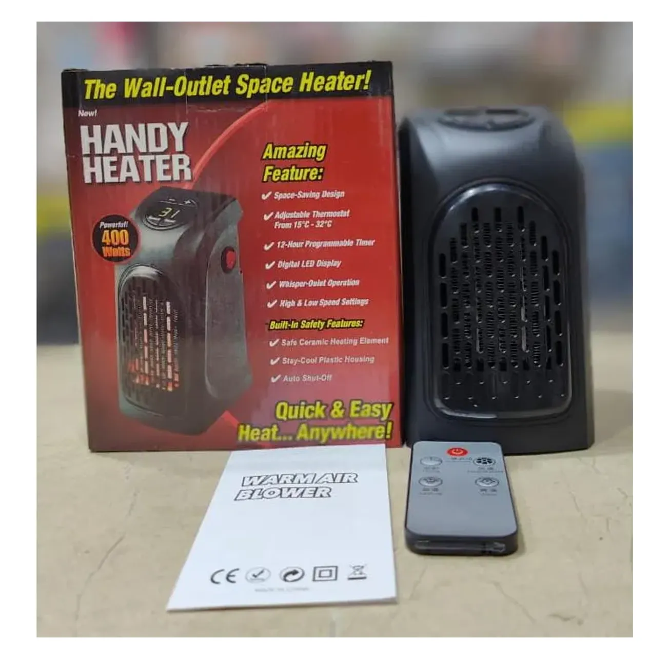 Handy heater 400 watt plug in wall outlet heater