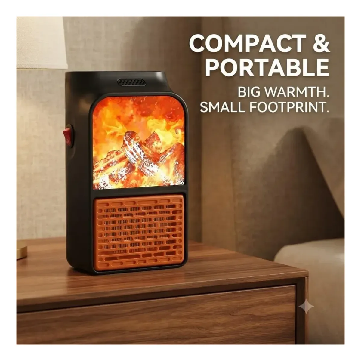 Mini flame plug in heater 900 watt – photo 3