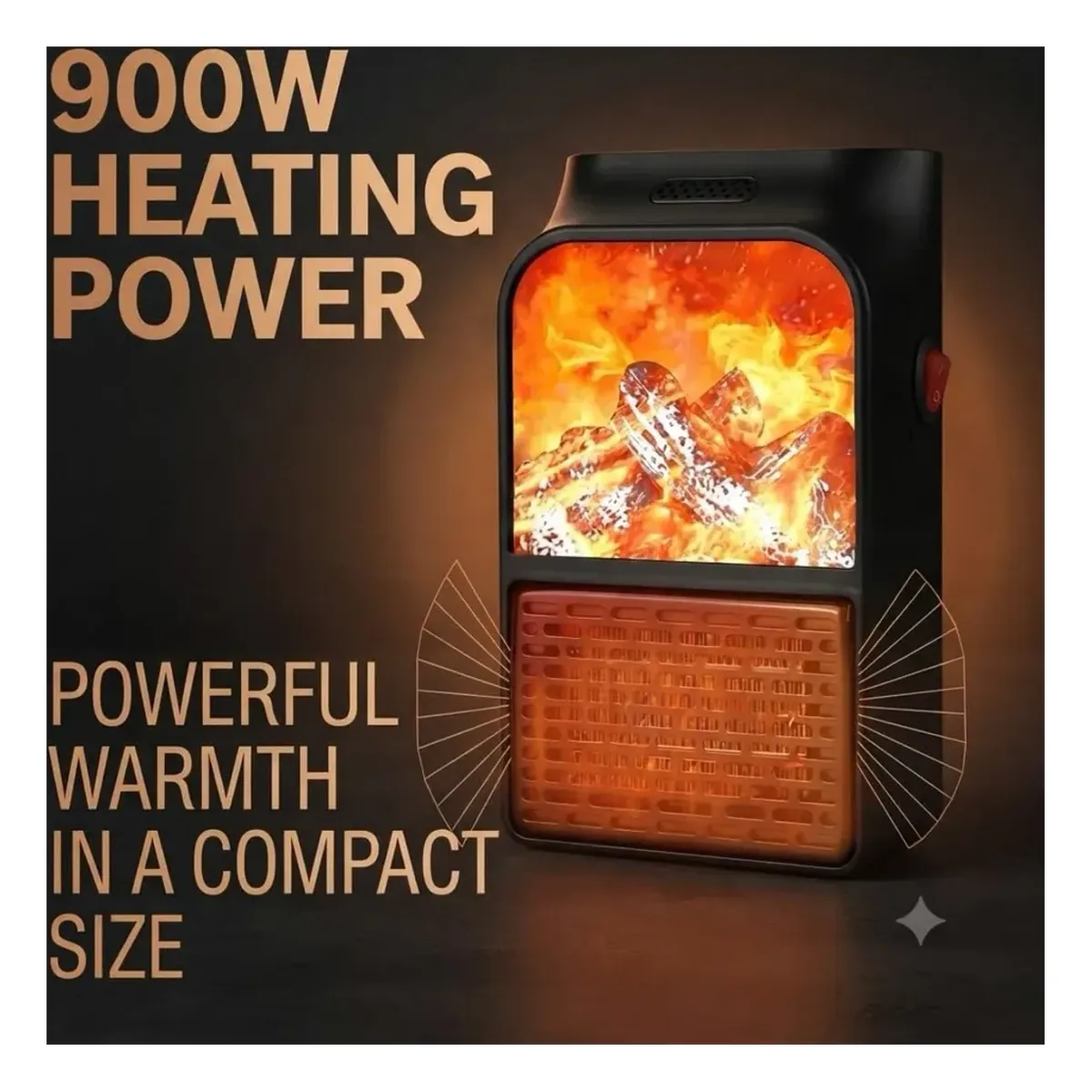 Mini flame plug in heater 900 watt – photo 4