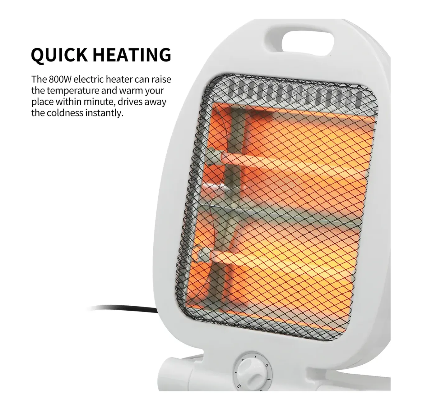 Electric room heater 400 800 watt with 2 quartz rods